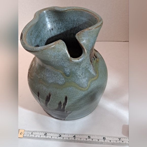 Blue brown pottery glazed Pitcher. - Picture 3 of 5
